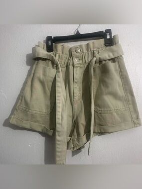 NWT Forever 21 Soft Denim Belted Shorts Sz SMALL Mint Color